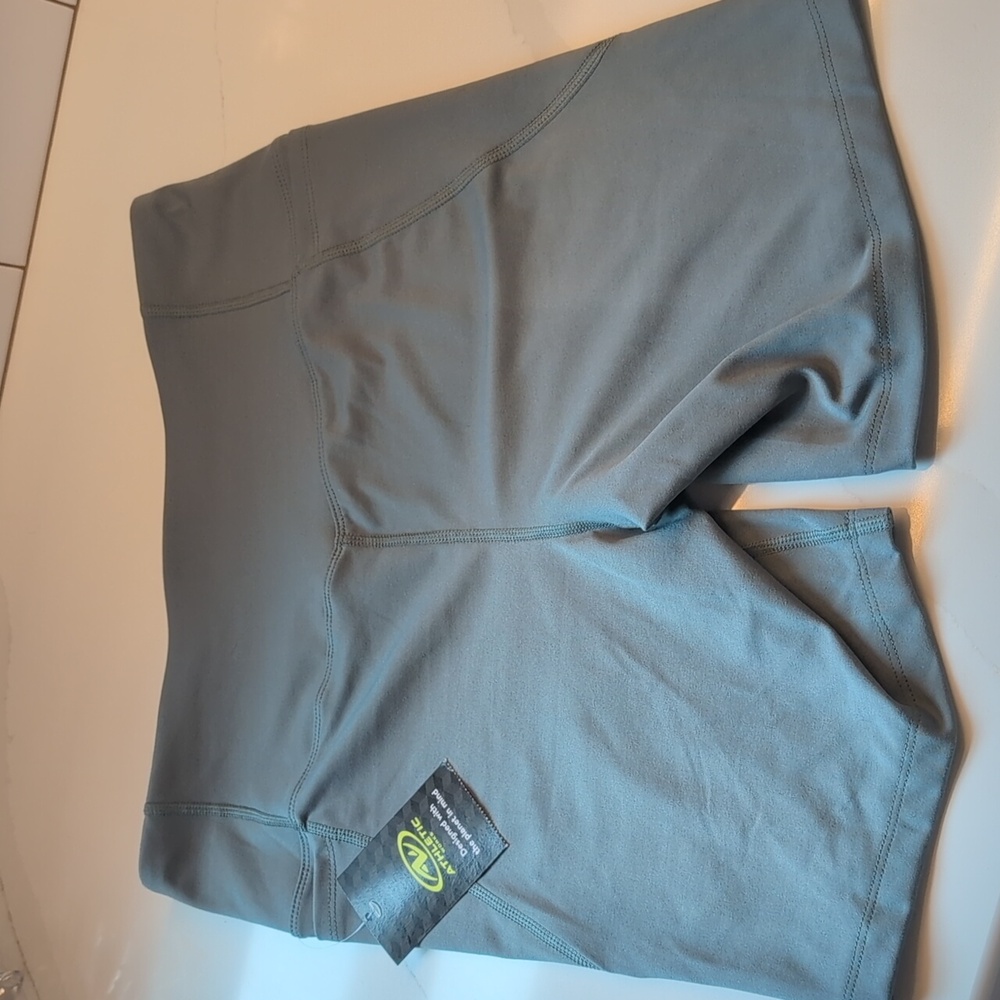 NWT Athletic Works Olive Green Bike Shorts Large (12-14) Interlock Knit Comfy - Picture 3 of 10